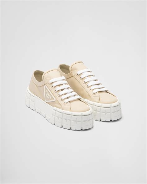 prada tan sneakers|Prada denim sneakers.